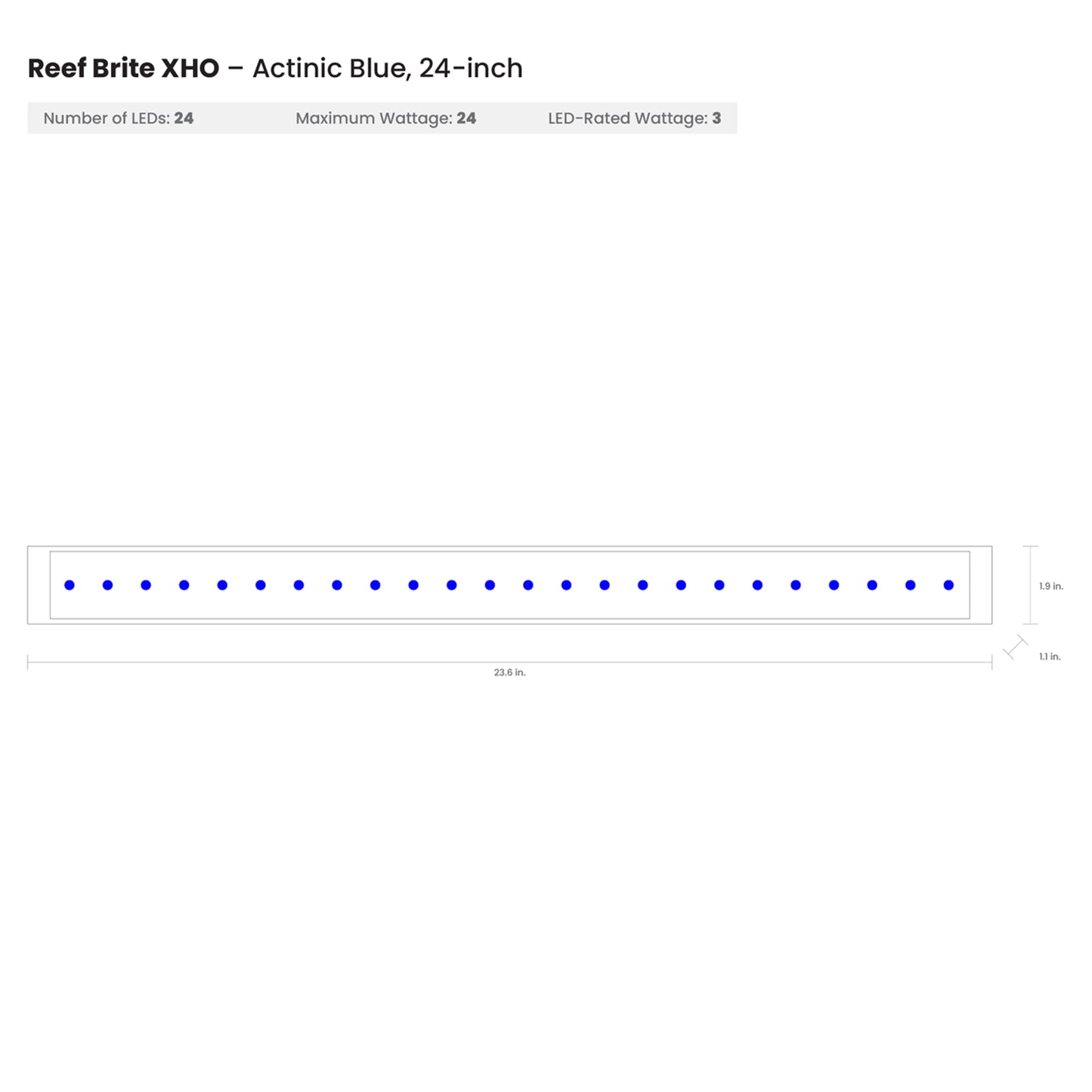 RB3007 Reef Brite Lighting Blue XHO Led Strip Light | 1.9" W X 1.1" H, 24" LENGTH