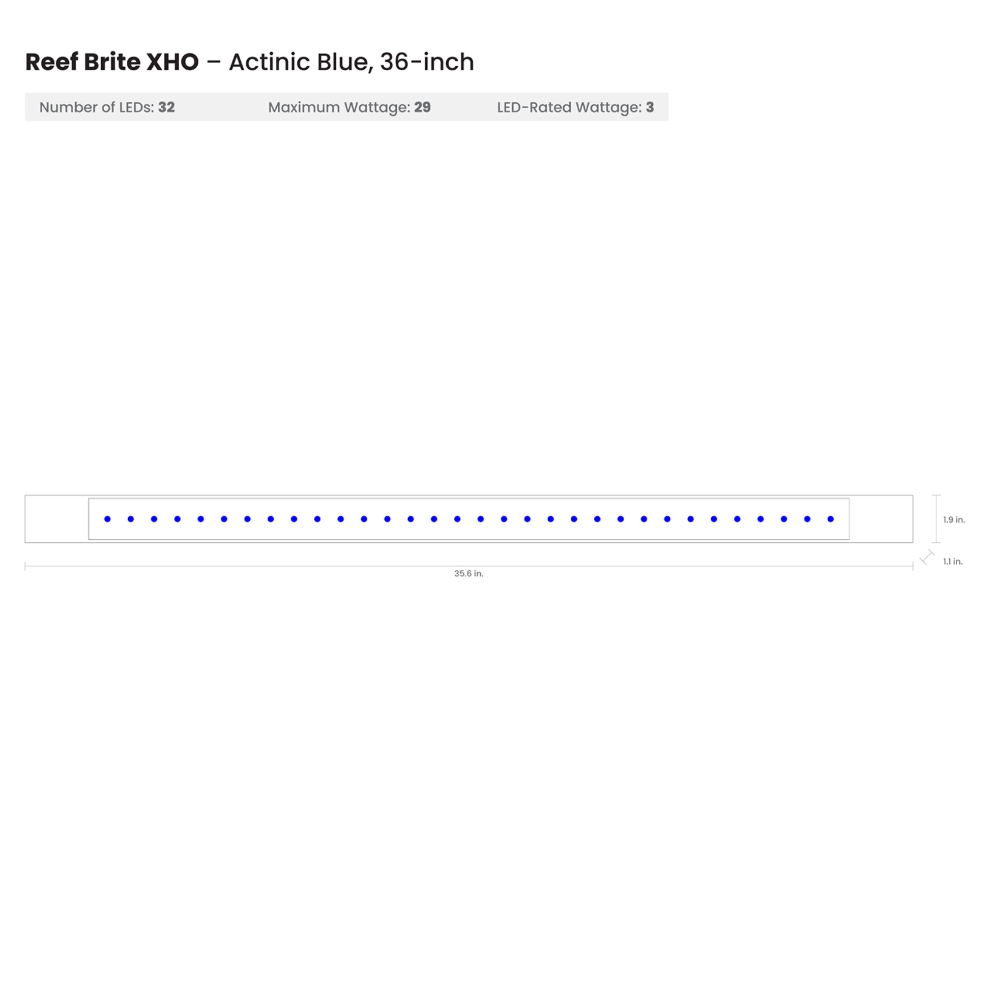 RB3019 Reef Brite Lighting Blue Xho Led Strip Light, 36" LENGTH